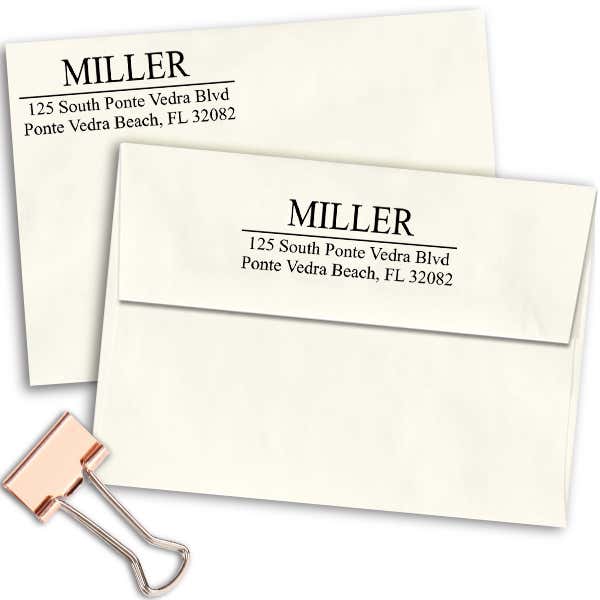 Large Last Name Address Stamp Imprint Examples on Envelopes