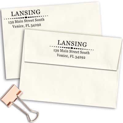 Lansing Deco Oval Dots Address Stamp - alternate view