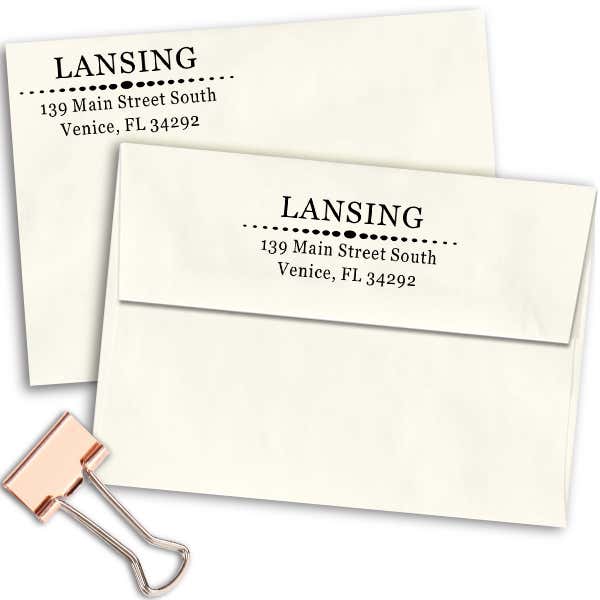 Lansing Deco Oval Dots Address Stamp