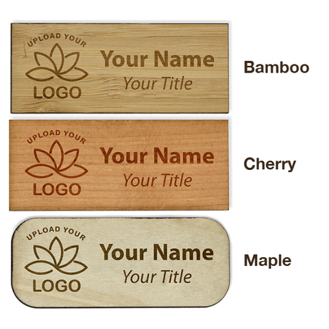 Engraved Wood 1.25" x 3" Name Tag