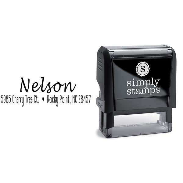 Nelson Cursive 2 Line Address Stamp Body and Imprint