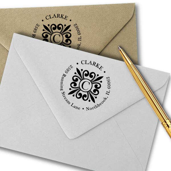 Clarke Deco Monogram Address Stamp