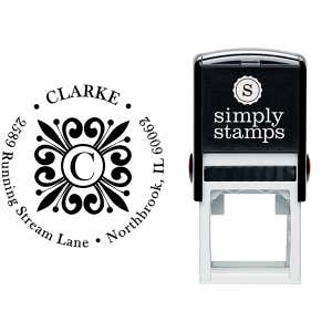 Clarke Deco Monogram Address Stamp Body and Imprint