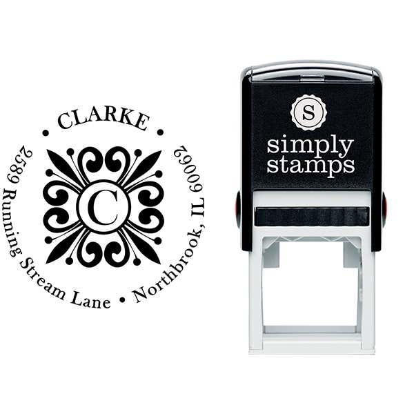 Clarke Deco Monogram Address Stamp Body and Imprint