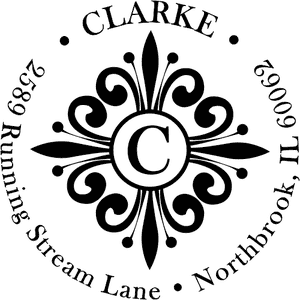 Round Deco Monogram Address Stamp