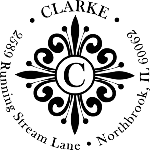 Clarke Deco Custom Monogram Address Stamp