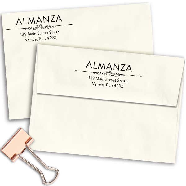 Almanza Deco Rubber Address Stamp