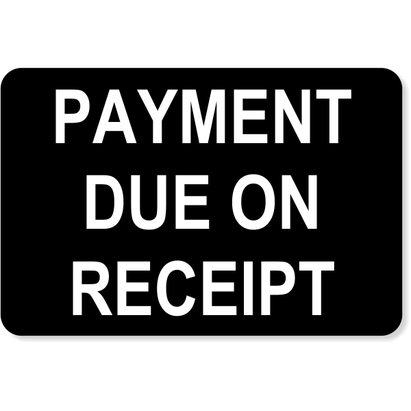 Engraved Receipt Payment 4" x 6" Engraved Sign
