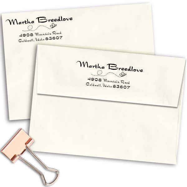 Breedlove Butterfly Rubber Address Stamp Imprint Examples on Envelopes