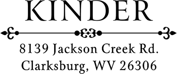 Kinder Vintage Deco Rubber Address Stamp