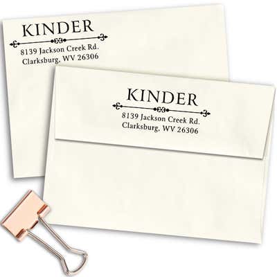 Kinder Vintage Deco Rubber Address Stamp - alternate view