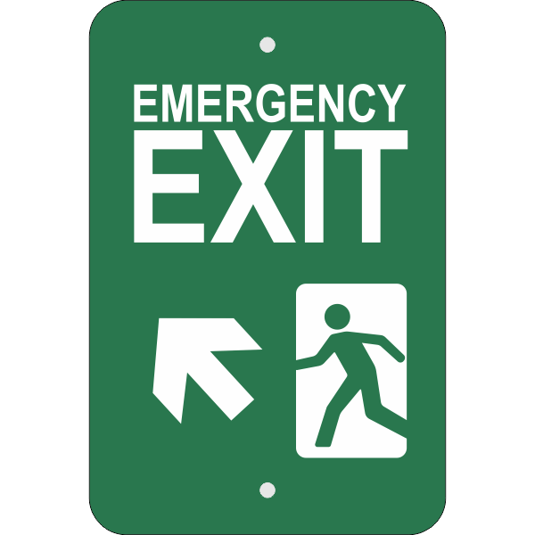 Vertical Forward Left Arrow Emergency Exit Sign