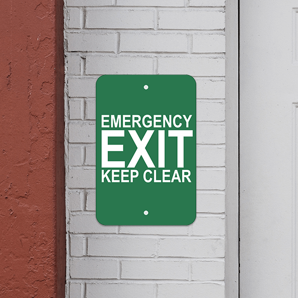Vertical Keep Clear Emergency Exit Sign Custom Signs