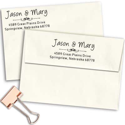 Couple's Vintage Deco Address Stamp - alternate view