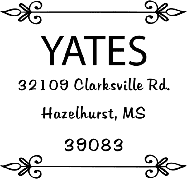 Yates Vintage Deco Square Address Stamp
