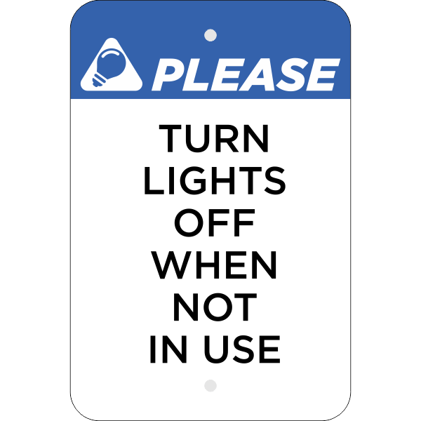 Vertical Lights Off Conserve Energy Sign