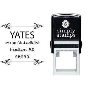Yates Vintage Deco Square Address Stamp Body and Imprint