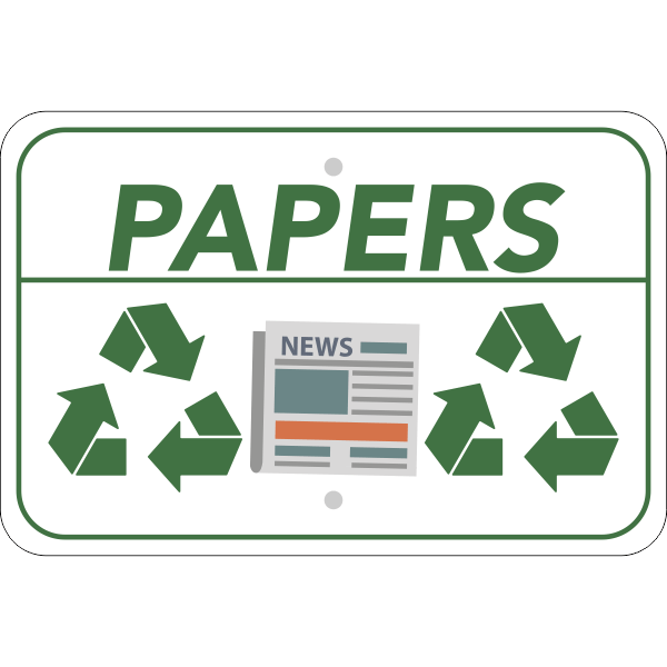 Horizontal Paper Recycling Sign