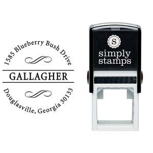 Gallagher Swirly Deco Address Stamp Body and Imprint