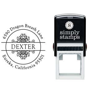 Dexter Vintage Circle Address Stamp Body and Imprint