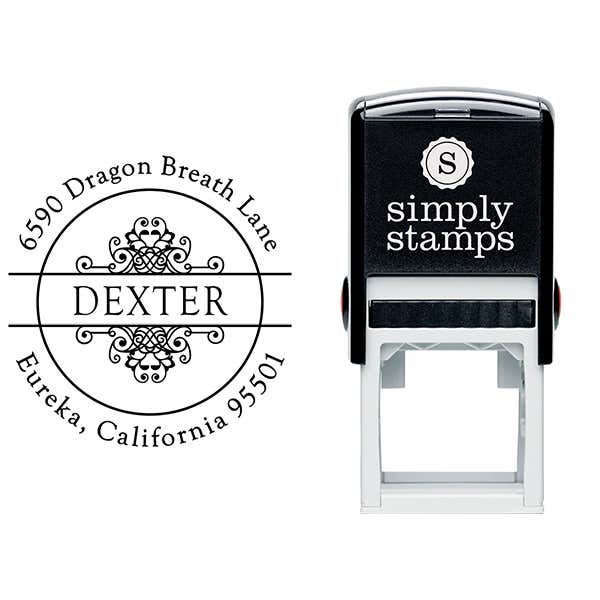 Dexter Vintage Circle Address Stamp Body and Imprint
