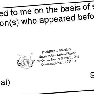 Florida Notary Public with US Eagle Imprint Example