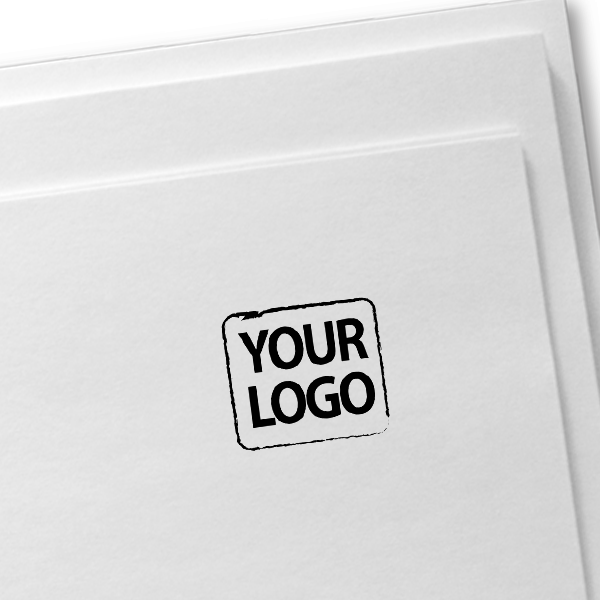 Small Custom Logo Stamp for Square Logos Imprint Example on Paper