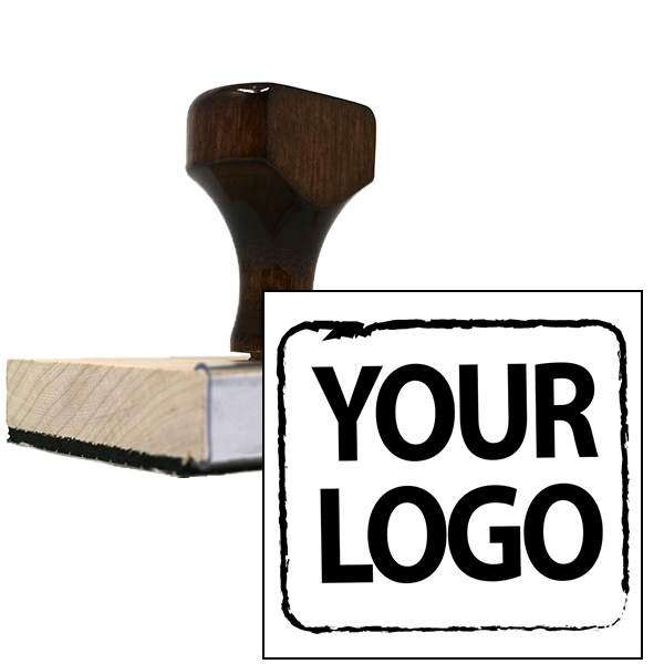 Small Square & Round Wood Handle Logo Stamp