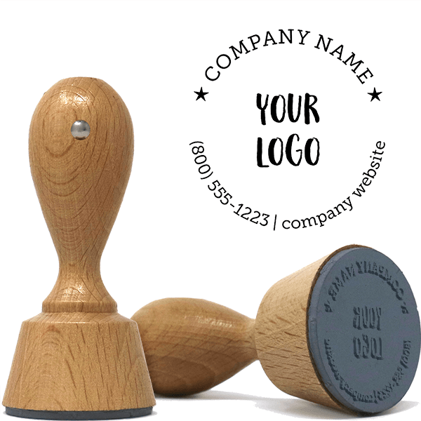 Custom Text Logo European Wood Handle Stamp