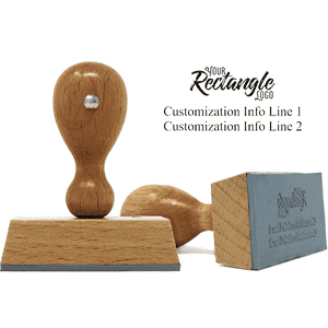 Rectangle Logo Custom Hand Stamp with Two Lines of Text