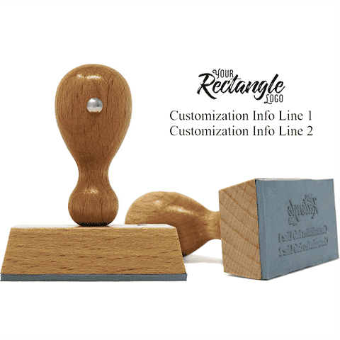 Custom 2 Line Rectangle Logo Hand Stamp
