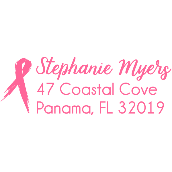 Pink Brush Ribbon Address Stamp