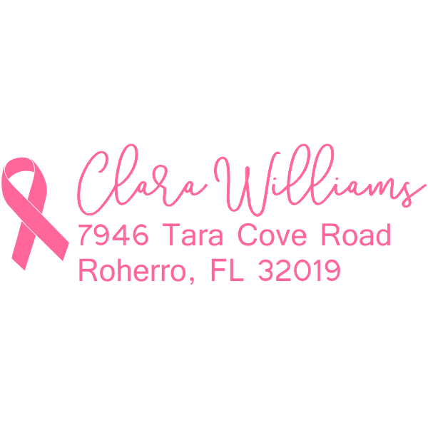 Pink Ribbon Return Address Stamp