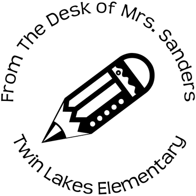 From The Desk Of Round Teacher Stamp w/ Pencil
