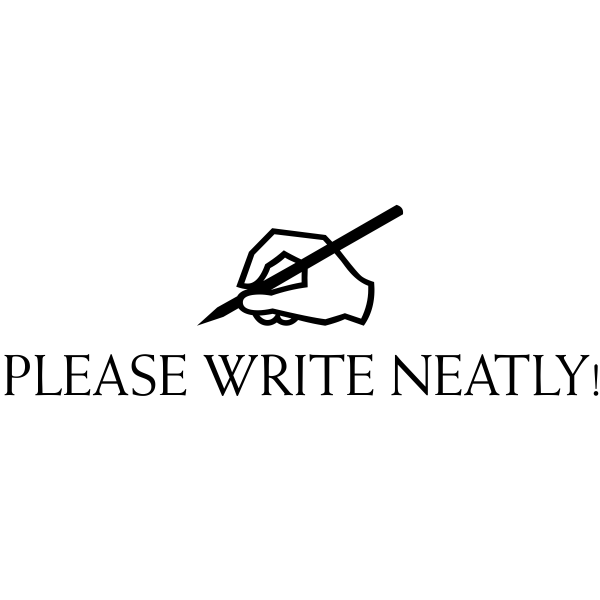Feedback - PLEASE WRITE NEAT! Hand and Pen Robber Teacher Stamp