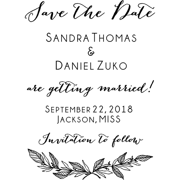 Formal Laurel Wedding Save the Date Stamp