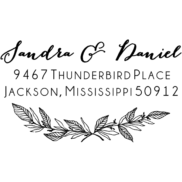Formal Laurel Wedding Address Stamp