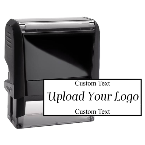 Custom Text Above and Below Rectangle Logo Stamp