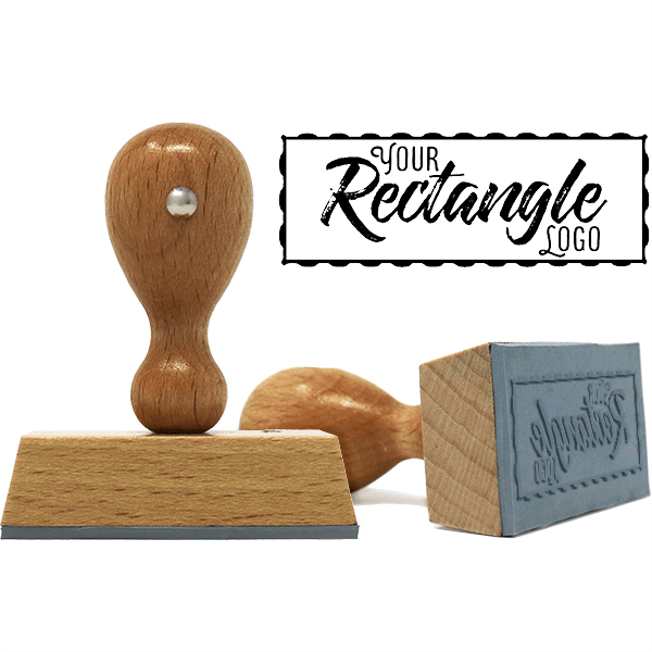 Custom Wavy Border Rectangle Logo Hand Stamp