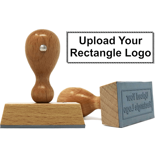 Custom Scalloped Border Rectangle Logo Hand Stamp