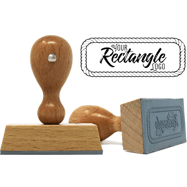 Custom Rope Border Rectangle Logo Hand Stamp