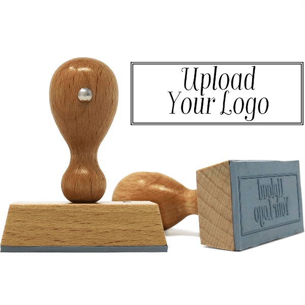 Custom Double Line Border Rectangle Logo Hand Stamp