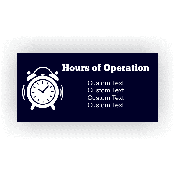 Clock Hours of Operation Banner - 2' x 4'
