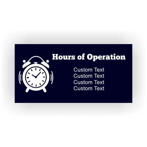 Clock Hours of Operation Banner | 2' x 4'