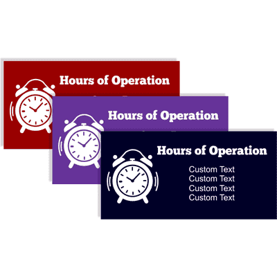 Clock Hours of Operation Banner | 2' x 4' - alternate view