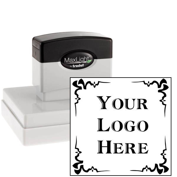 4 Corner Deco Border Pre-Inked Logo Stamp