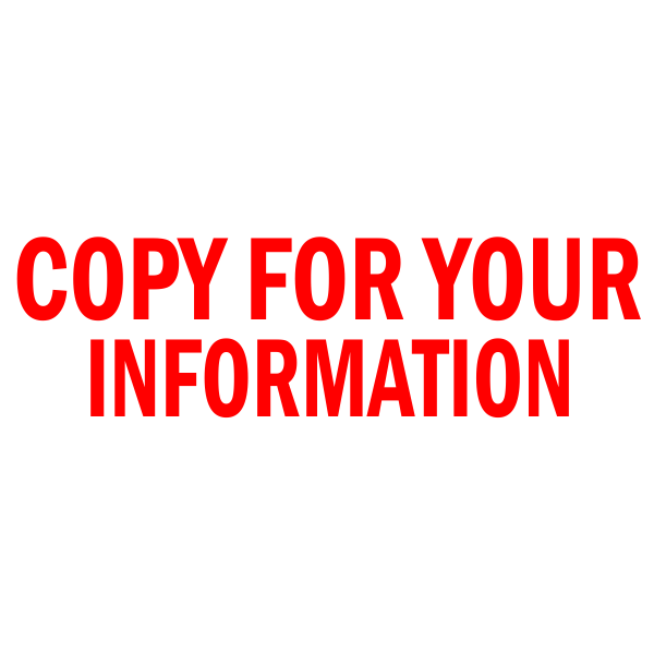 COPY FOR YOUR INFORMATION Stock Stamp