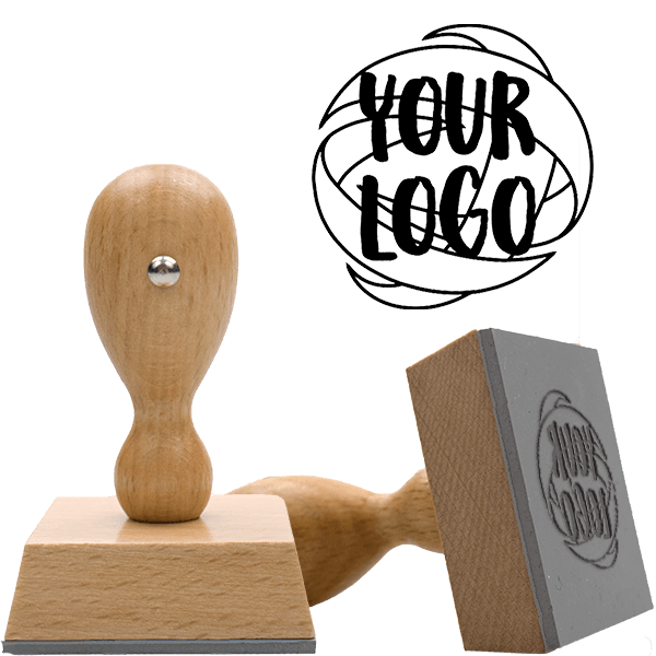 Medium Square & Round Wood Handle Logo Stamp