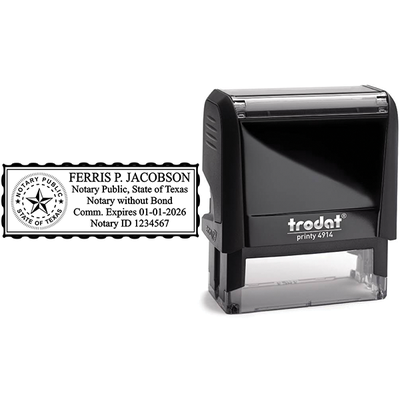 Texas without Bond Rectangle Notary Seal - alternate view
