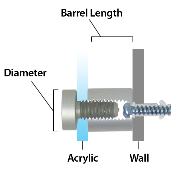 StandOff Sign Mounts Satin Silver HC Brands